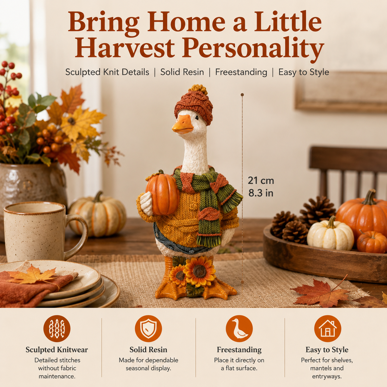 Cozy Harvest Goose Figurine
