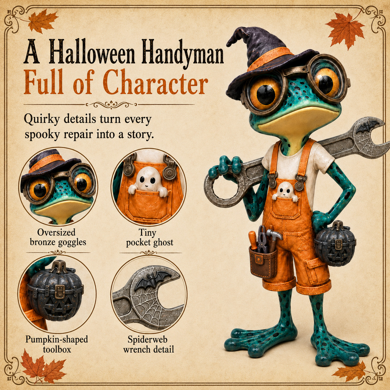 Halloween Fix-It Frog Resin Figurine