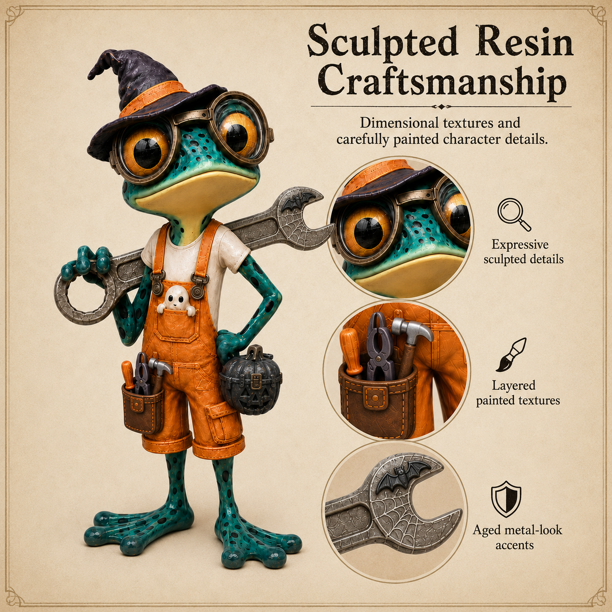 Halloween Fix-It Frog Resin Figurine