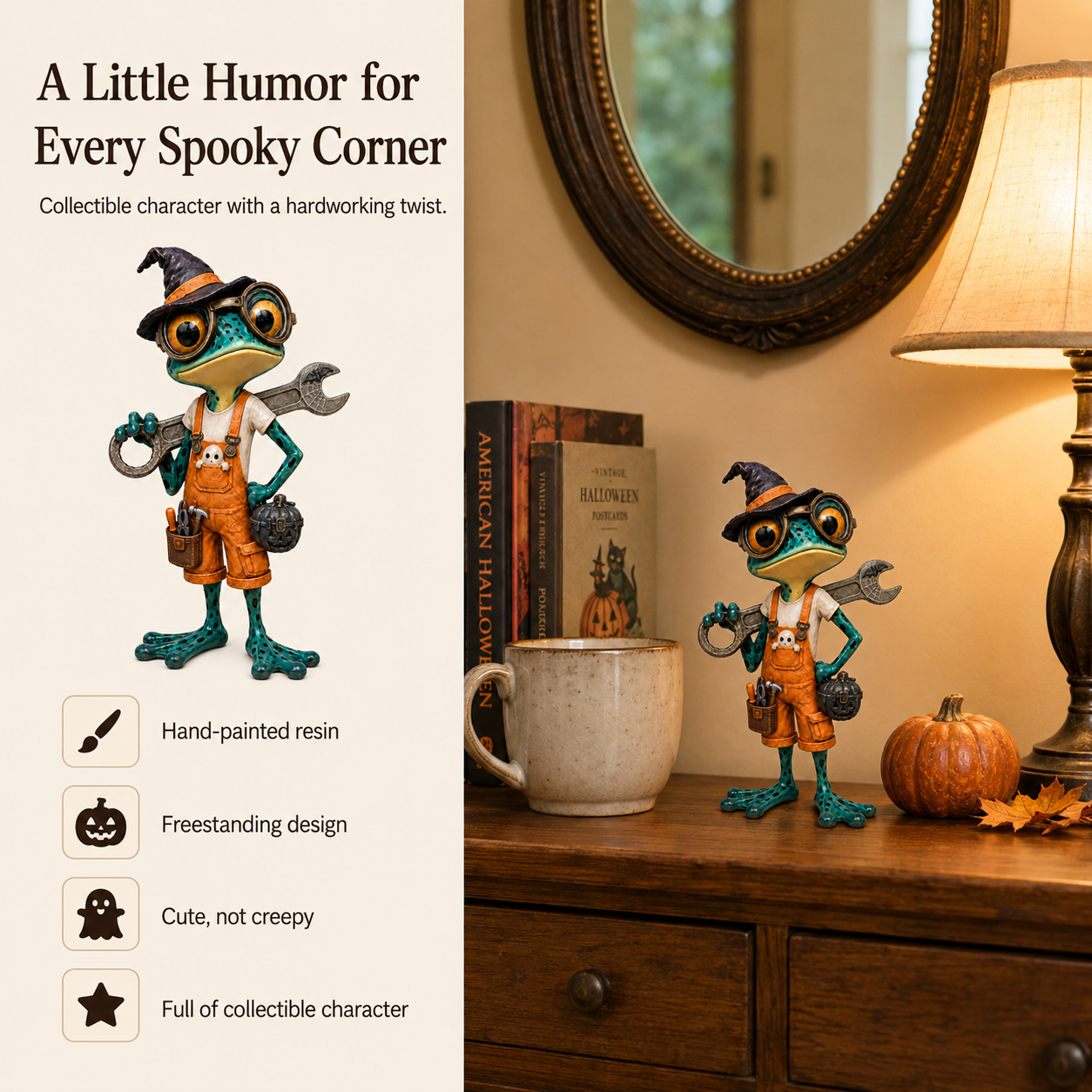 Halloween Fix-It Frog Resin Figurine