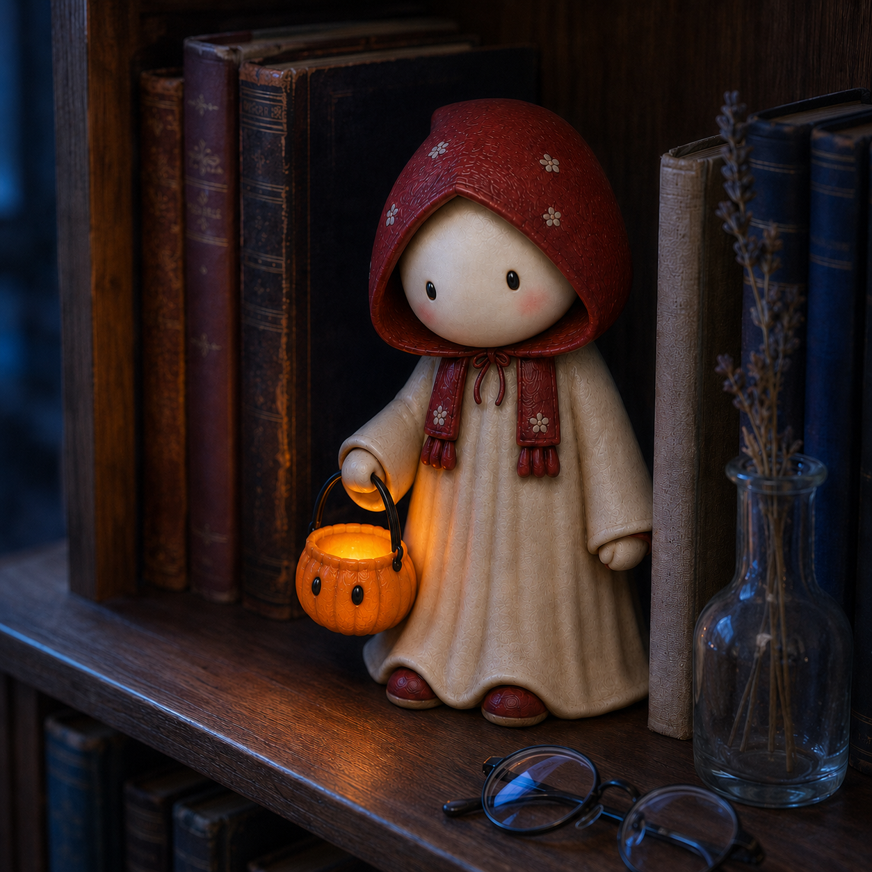 The Shy Trick-or-Treater Lighted Ghost Resin Figurine