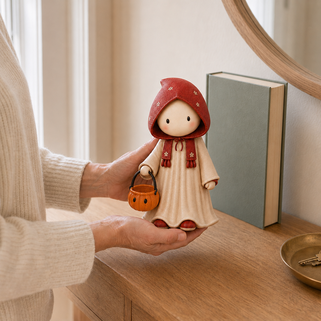The Shy Trick-or-Treater Lighted Ghost Resin Figurine