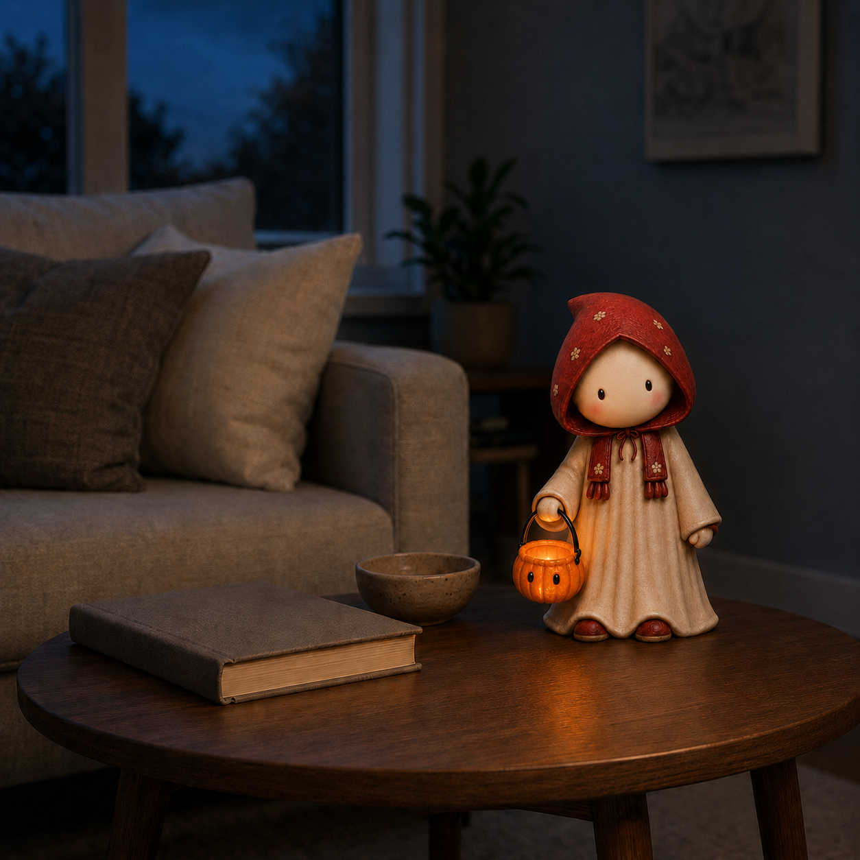 The Shy Trick-or-Treater Lighted Ghost Resin Figurine