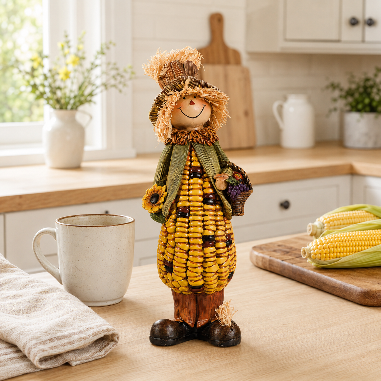 Happy Harvest Corn Scarecrow Figurine