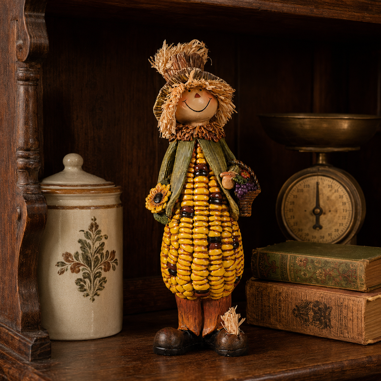 Happy Harvest Corn Scarecrow Figurine