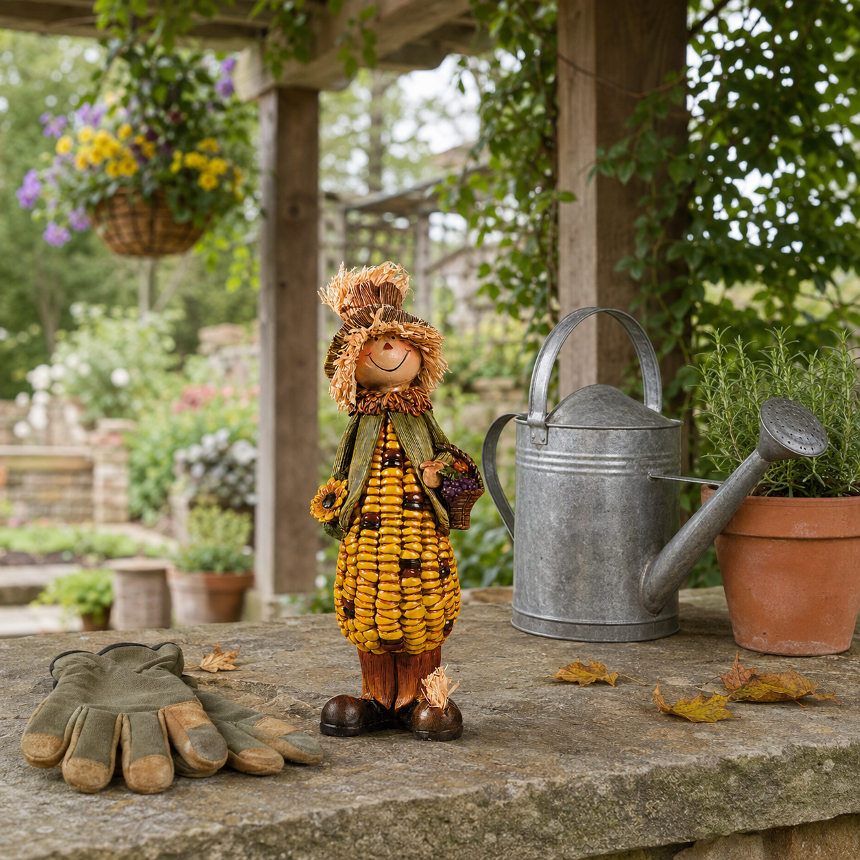 Happy Harvest Corn Scarecrow Figurine