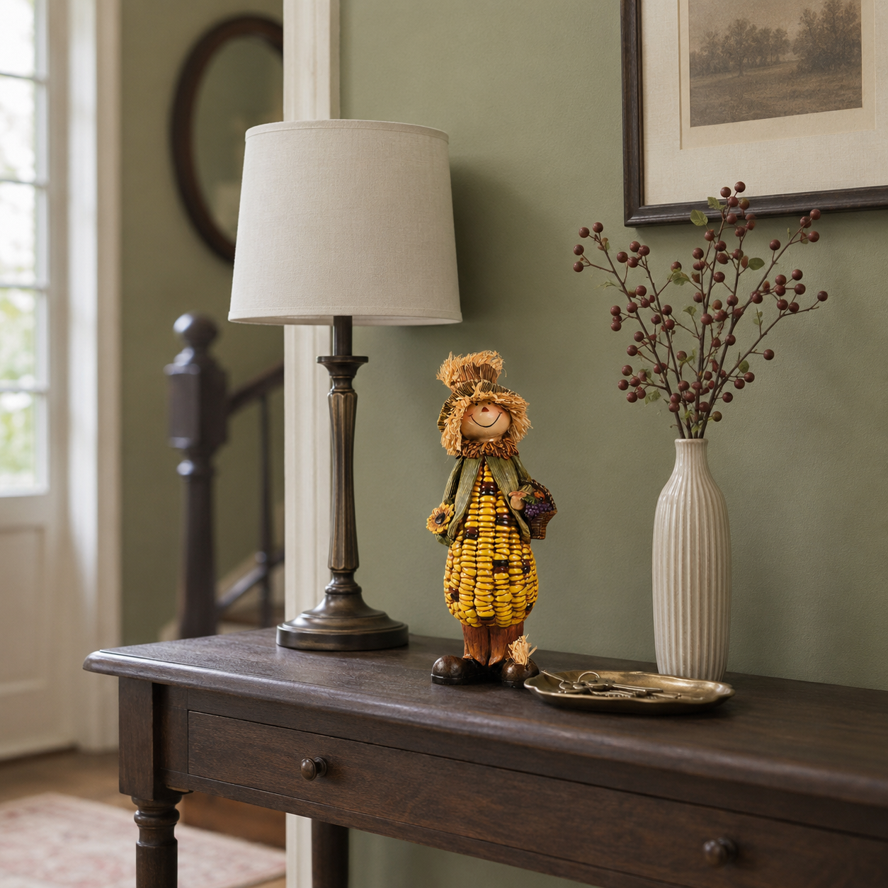 Happy Harvest Corn Scarecrow Figurine