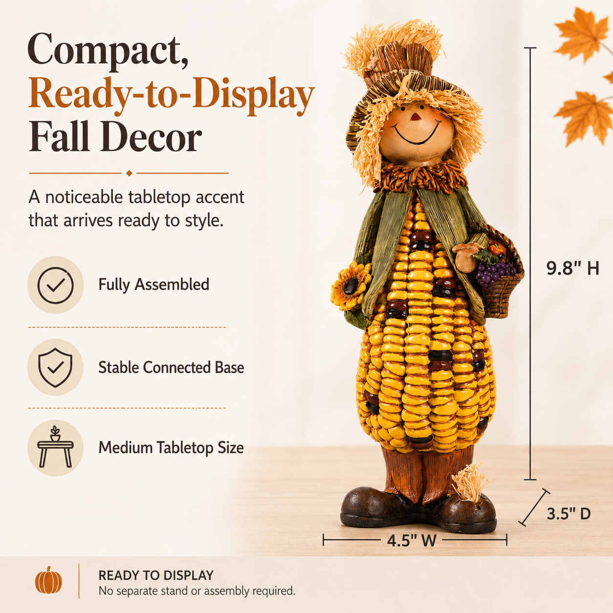 Happy Harvest Corn Scarecrow Figurine