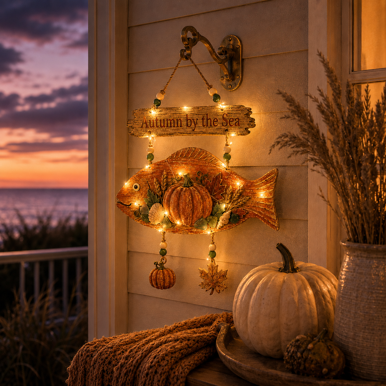 Lighted Coastal Fish Hanging Decor