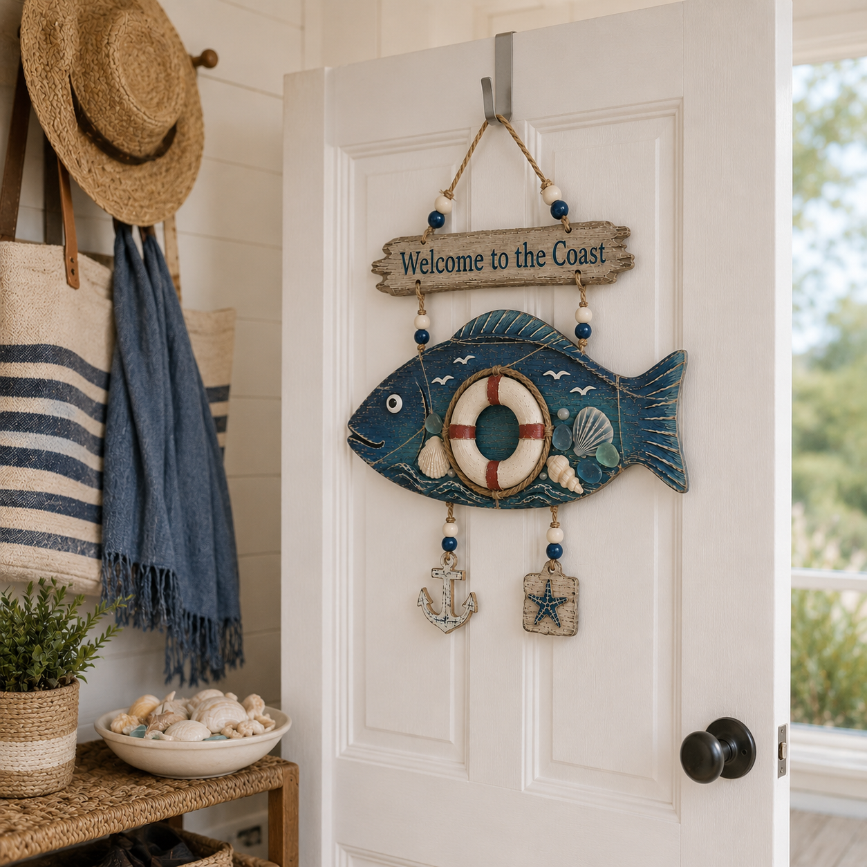 Lighted Coastal Fish Hanging Decor