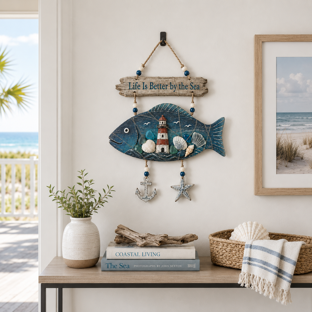 Lighted Coastal Fish Hanging Decor