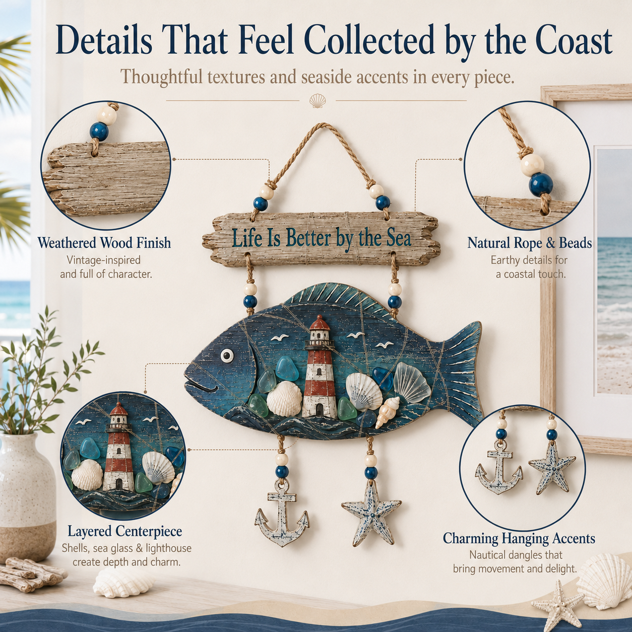 Lighted Coastal Fish Hanging Decor