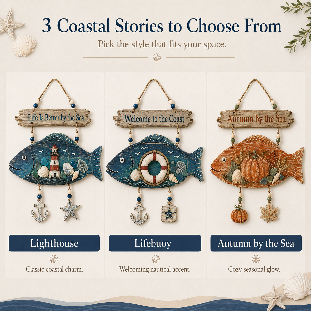 Lighted Coastal Fish Hanging Decor