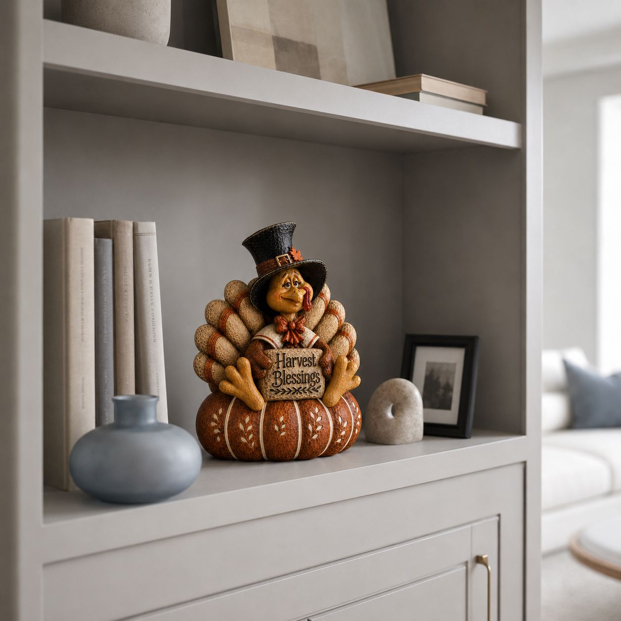 Lighted Harvest Blessings Turkey Decor