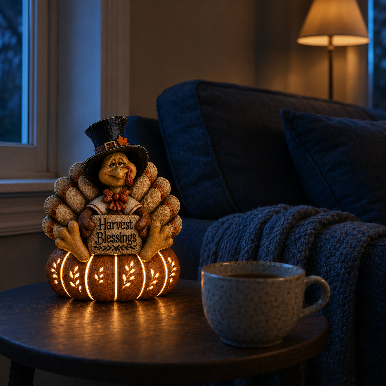 Lighted Harvest Blessings Turkey Decor