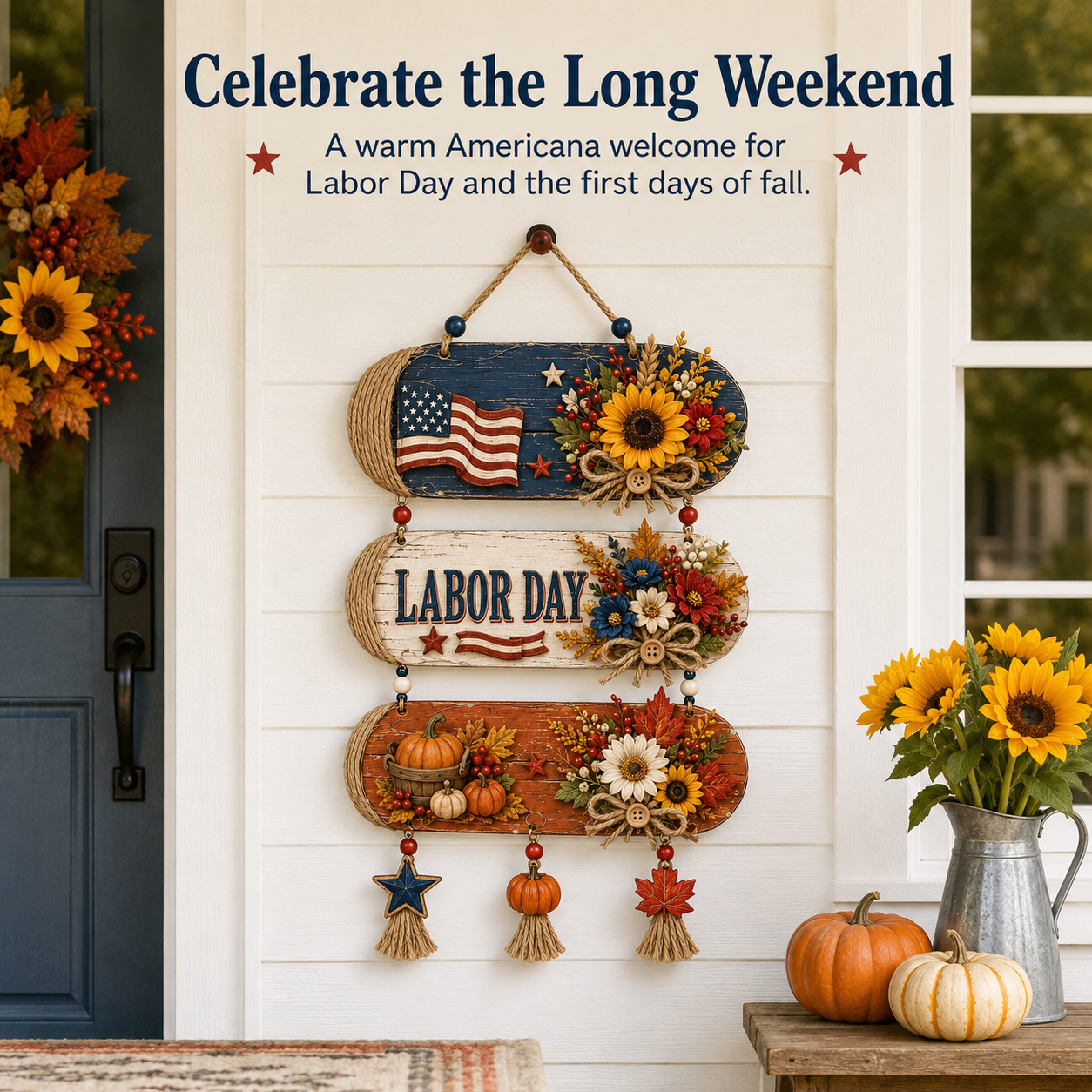 Lighted Labor Day Harvest Hanging Decor