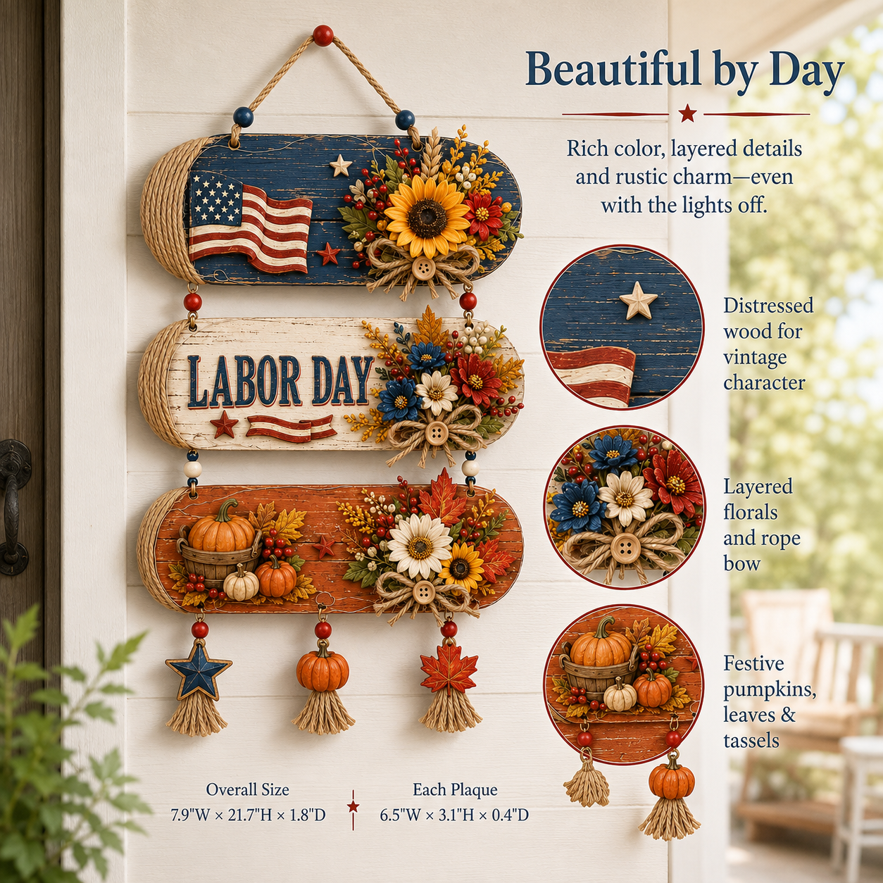 Lighted Labor Day Harvest Hanging Decor