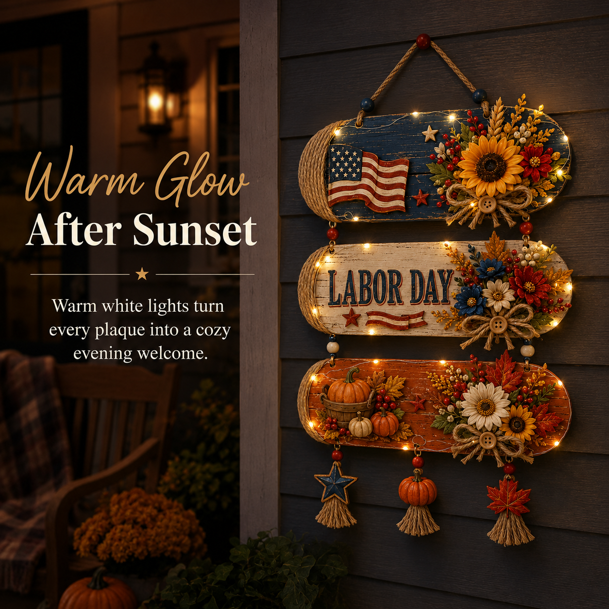 Lighted Labor Day Harvest Hanging Decor