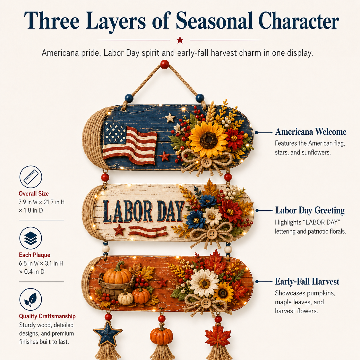 Lighted Labor Day Harvest Hanging Decor