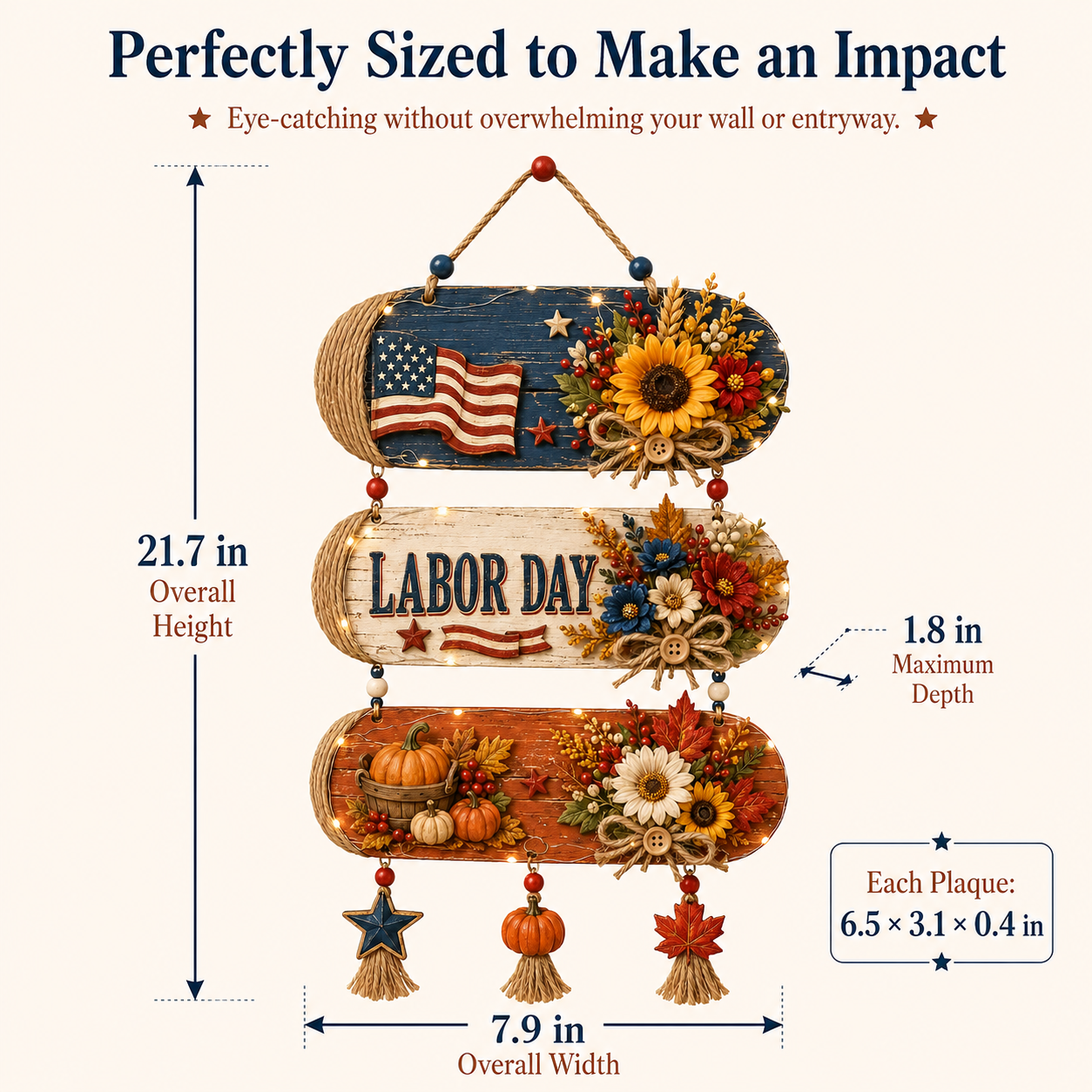 Lighted Labor Day Harvest Hanging Decor