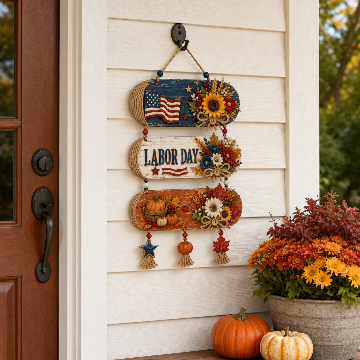 Lighted Labor Day Harvest Hanging Decor