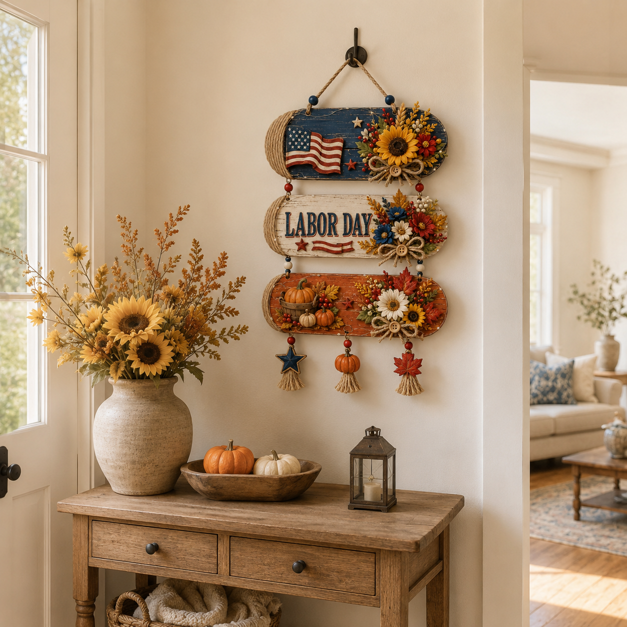 Lighted Labor Day Harvest Hanging Decor