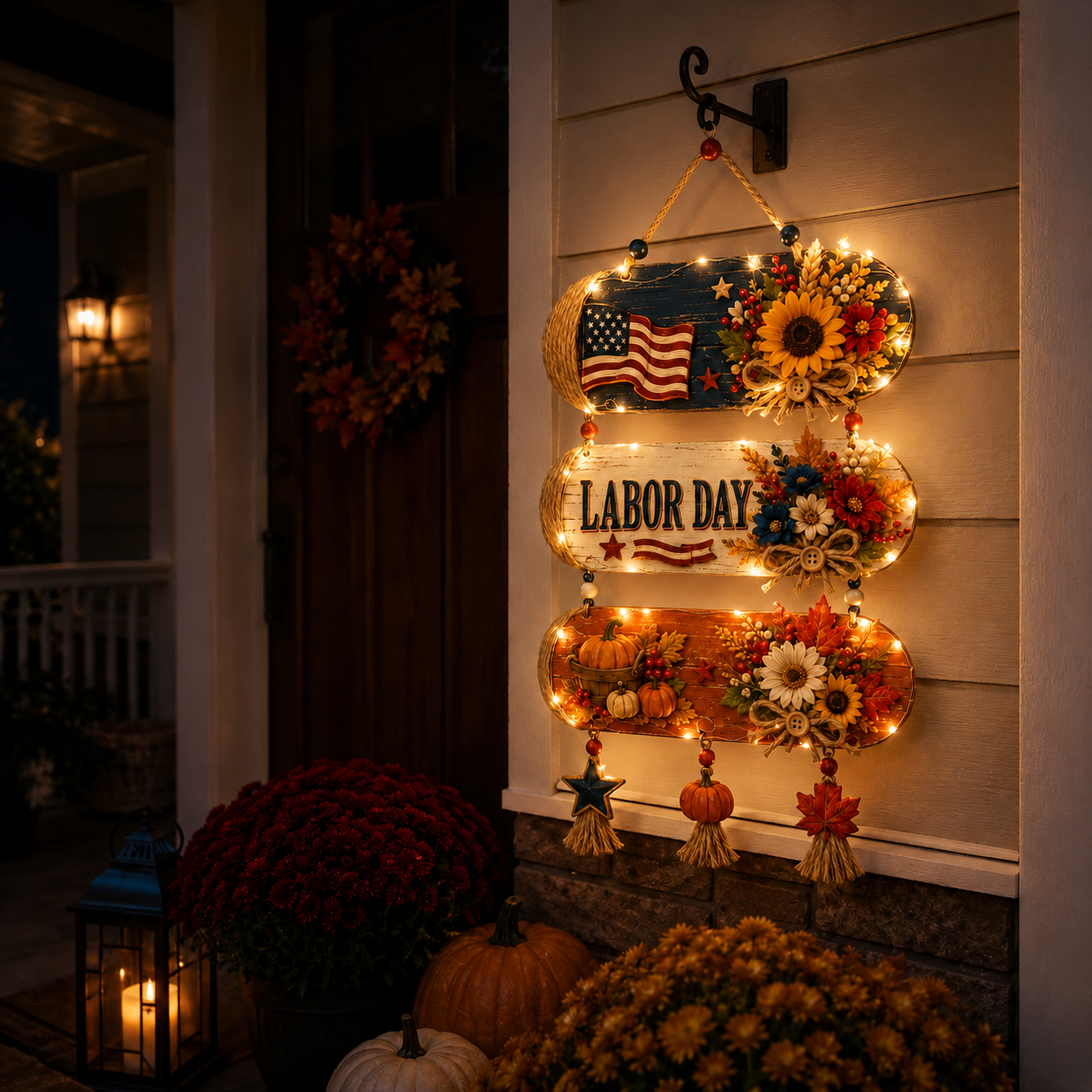 Lighted Labor Day Harvest Hanging Decor