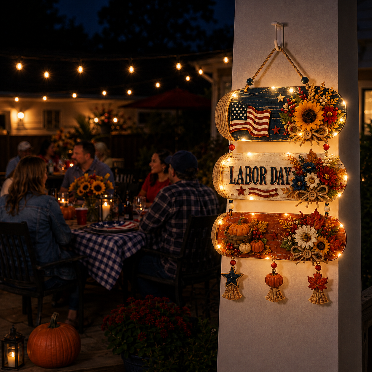 Lighted Labor Day Harvest Hanging Decor
