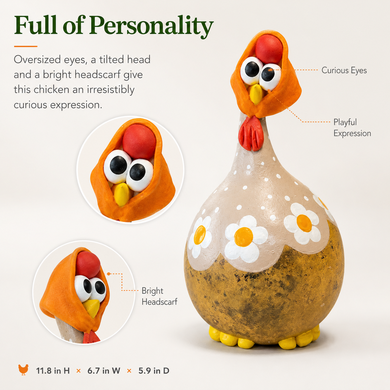 Whimsical Daisy Chicken Farmhouse Decor