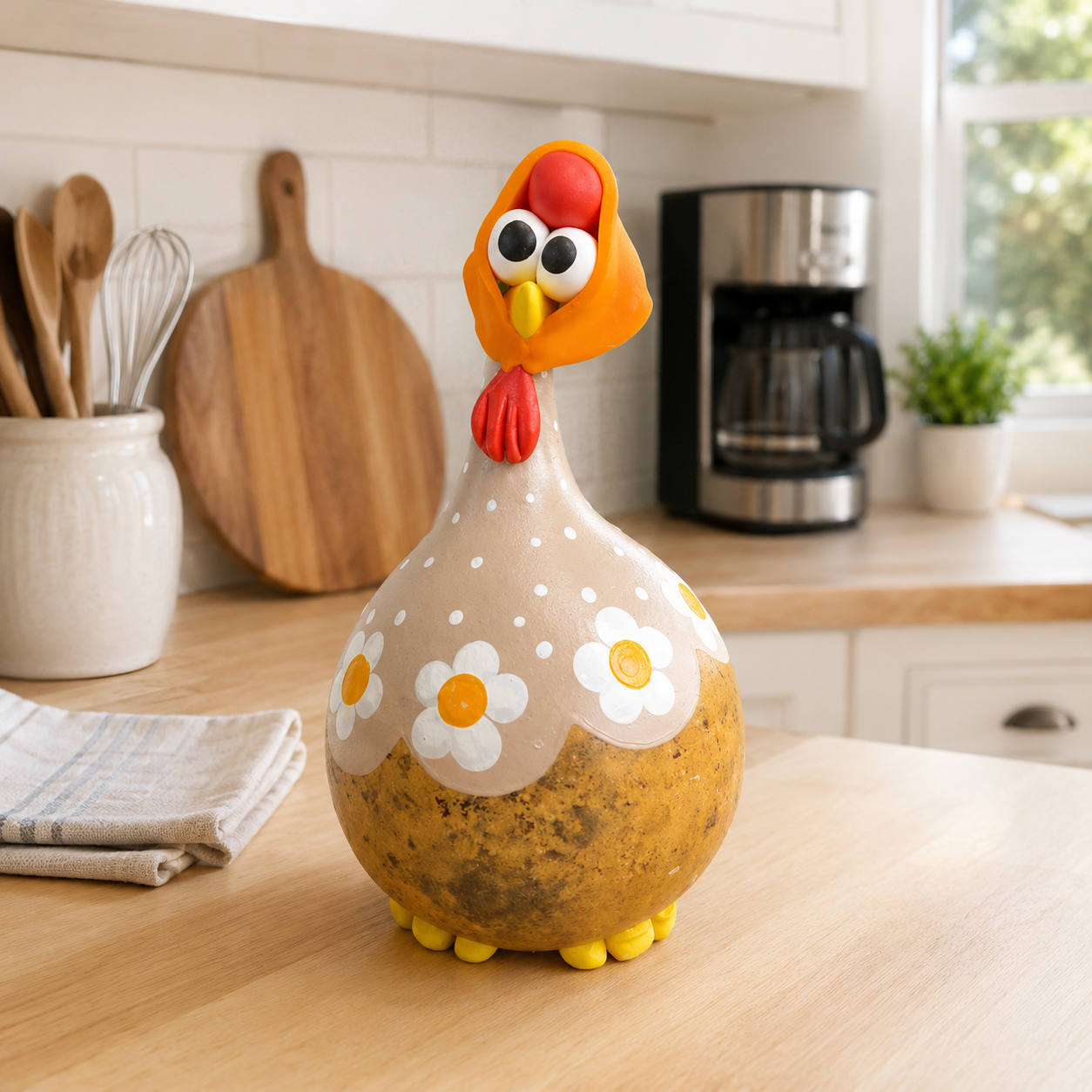 Whimsical Daisy Chicken Farmhouse Decor