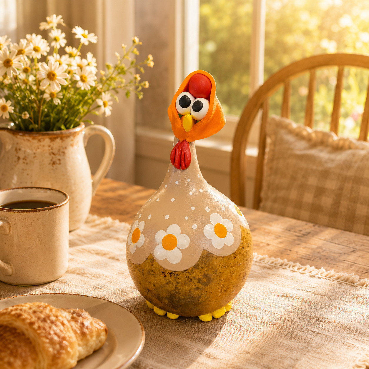 Whimsical Daisy Chicken Farmhouse Decor