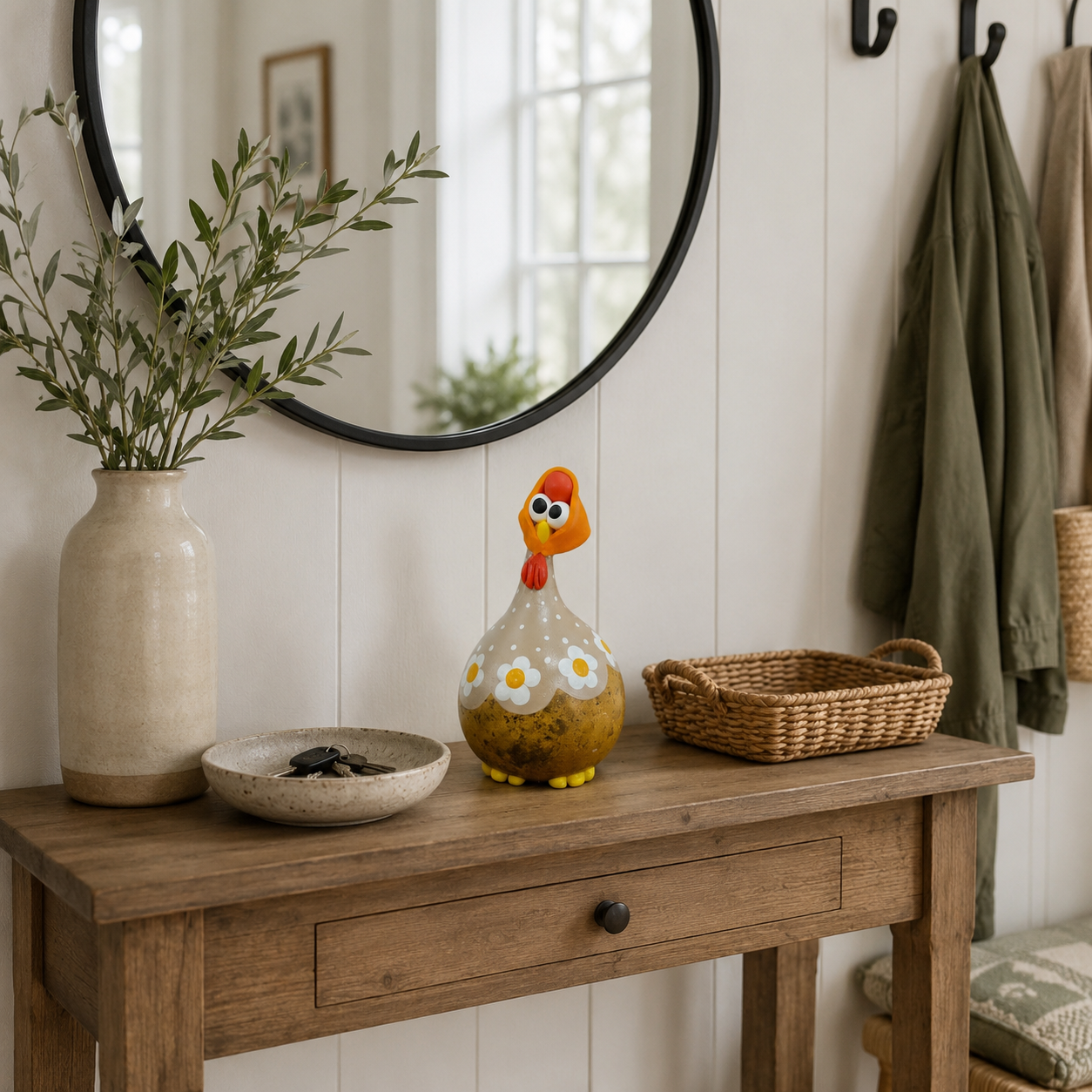 Whimsical Daisy Chicken Farmhouse Decor
