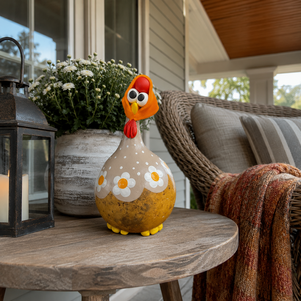 Whimsical Daisy Chicken Farmhouse Decor