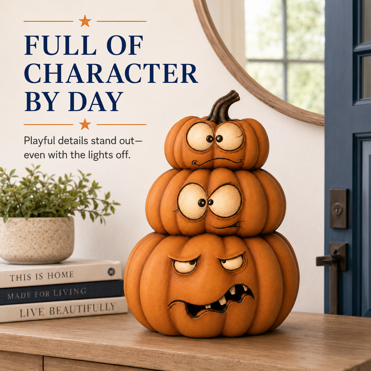 Lighted Stacked Pumpkin Decor