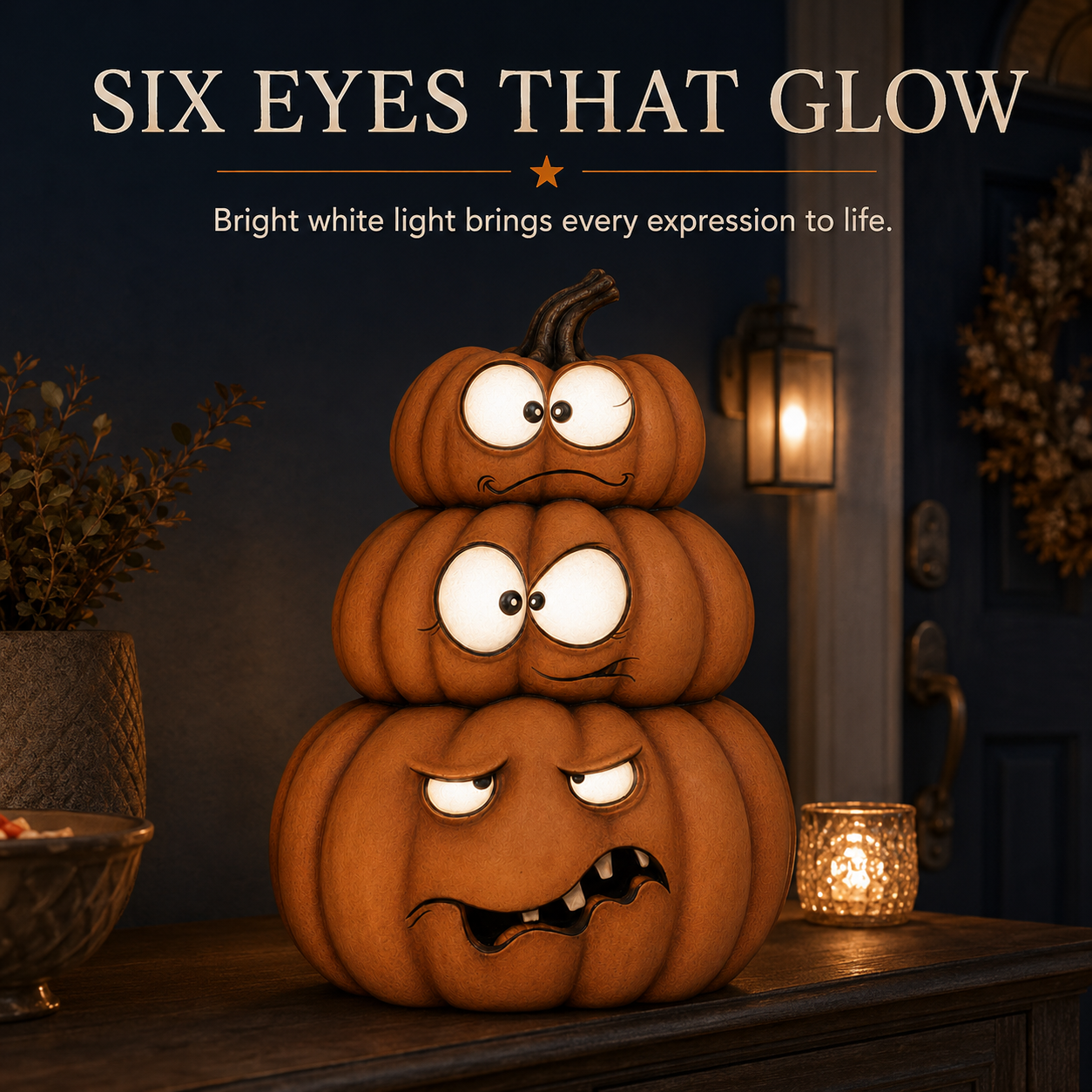 Lighted Stacked Pumpkin Decor