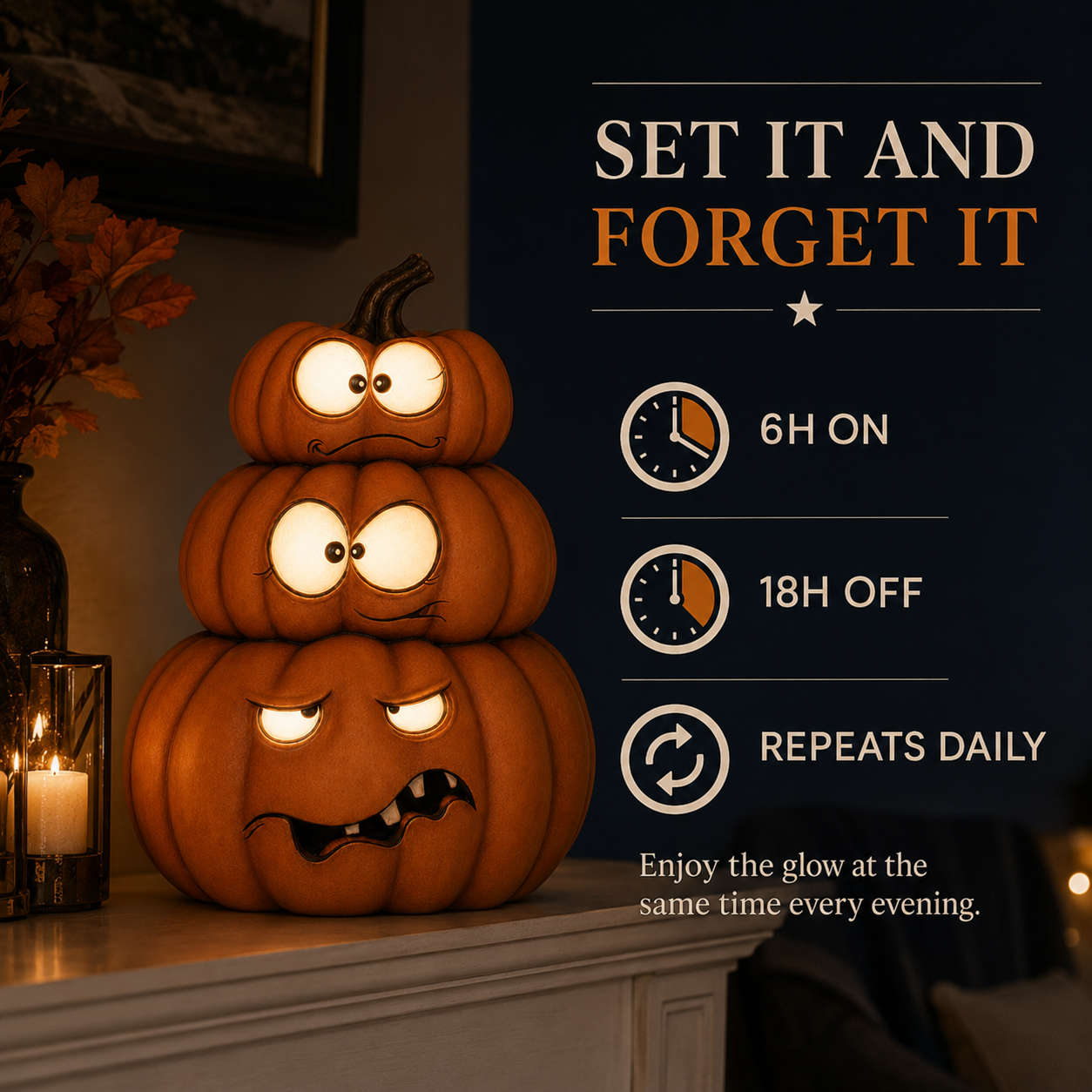 Lighted Stacked Pumpkin Decor