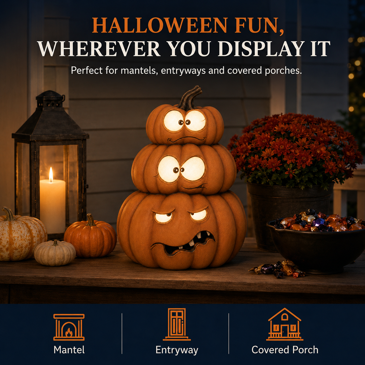 Lighted Stacked Pumpkin Decor