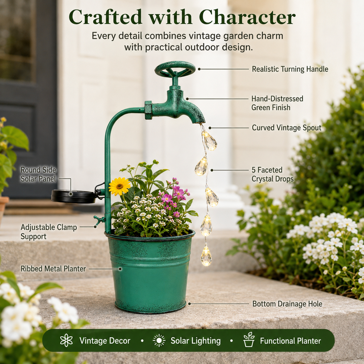 Solar Faucet Planter Light