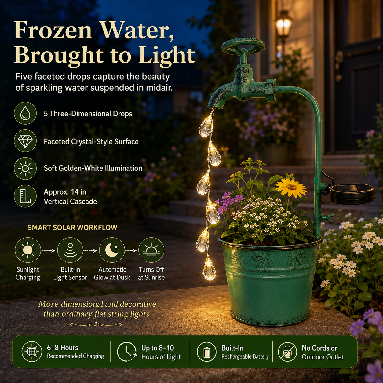 Solar Faucet Planter Light
