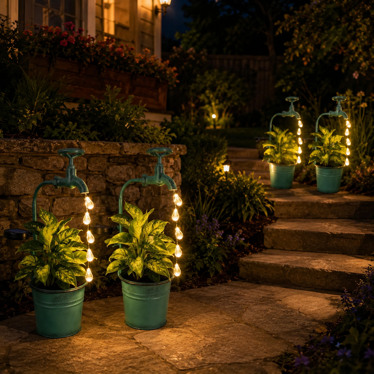 Solar Faucet Planter Light