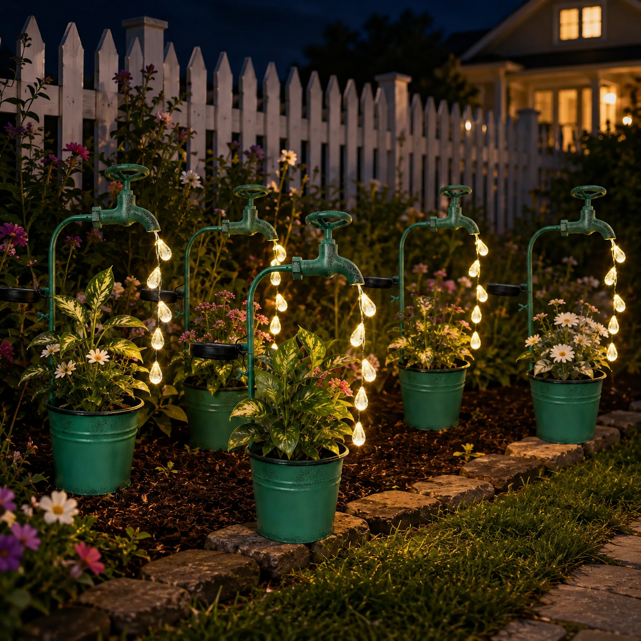 Solar Faucet Planter Light
