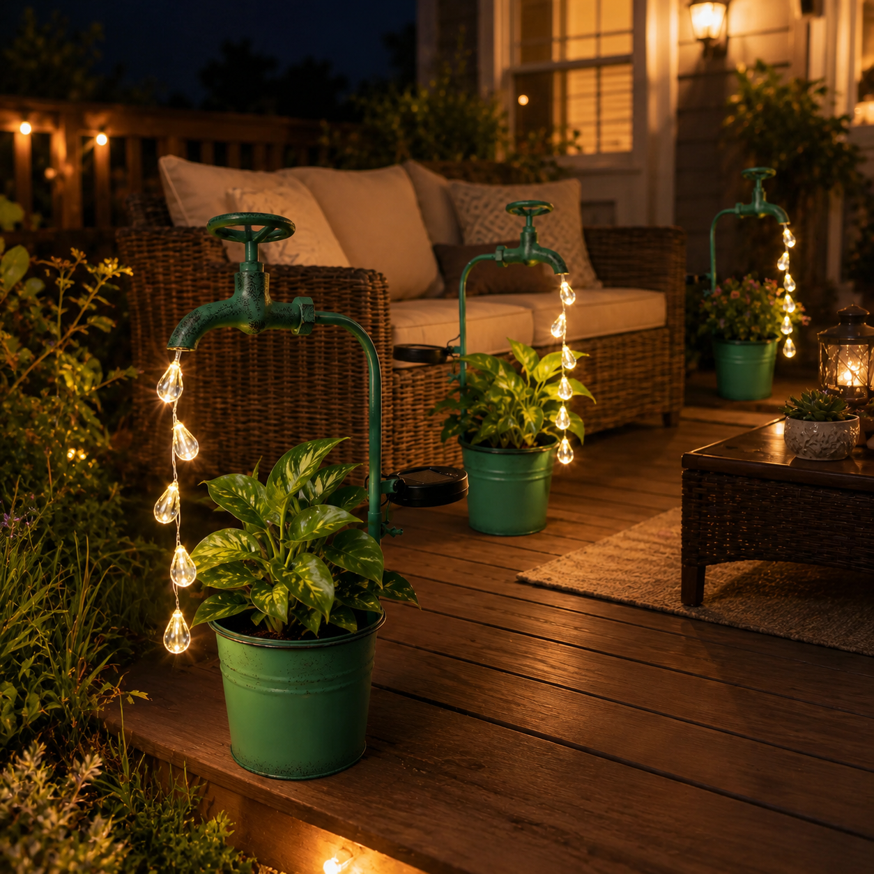 Solar Faucet Planter Light