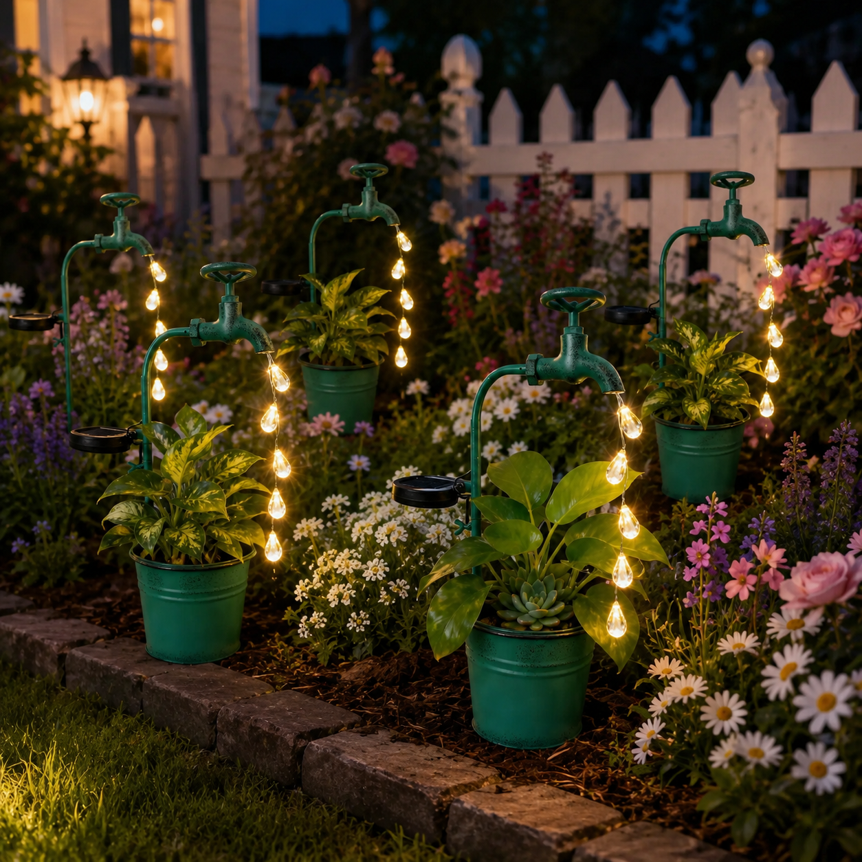 Solar Faucet Planter Light