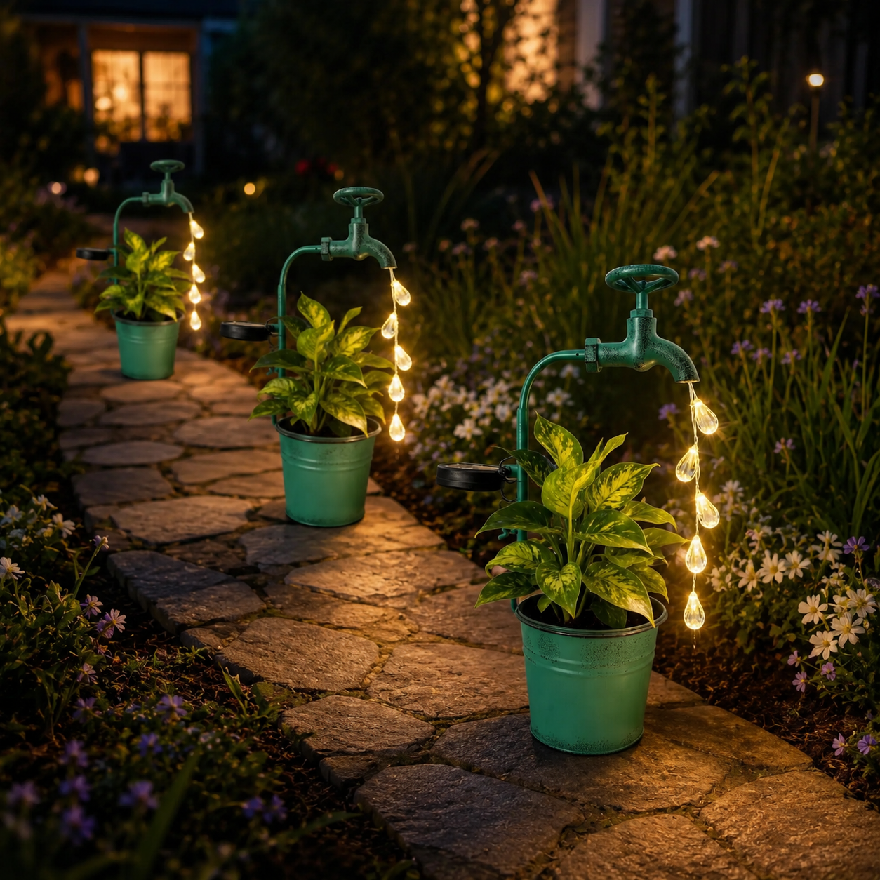 Solar Faucet Planter Light