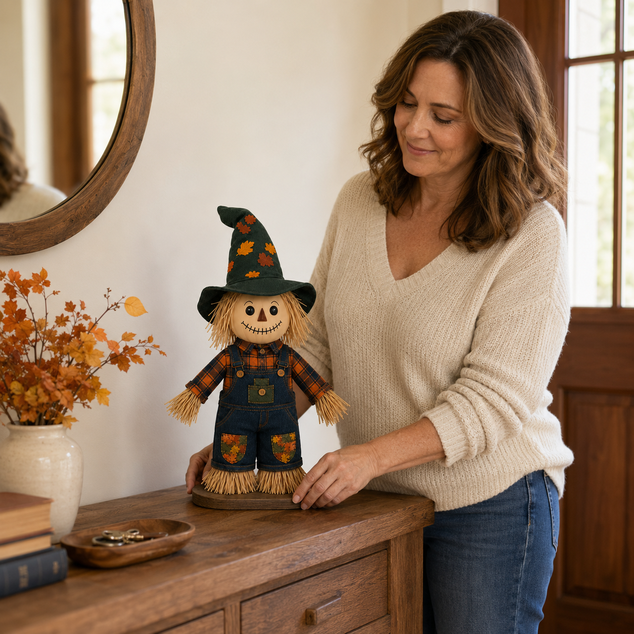 Lighted Pumpkin Witch Scarecrow Decor