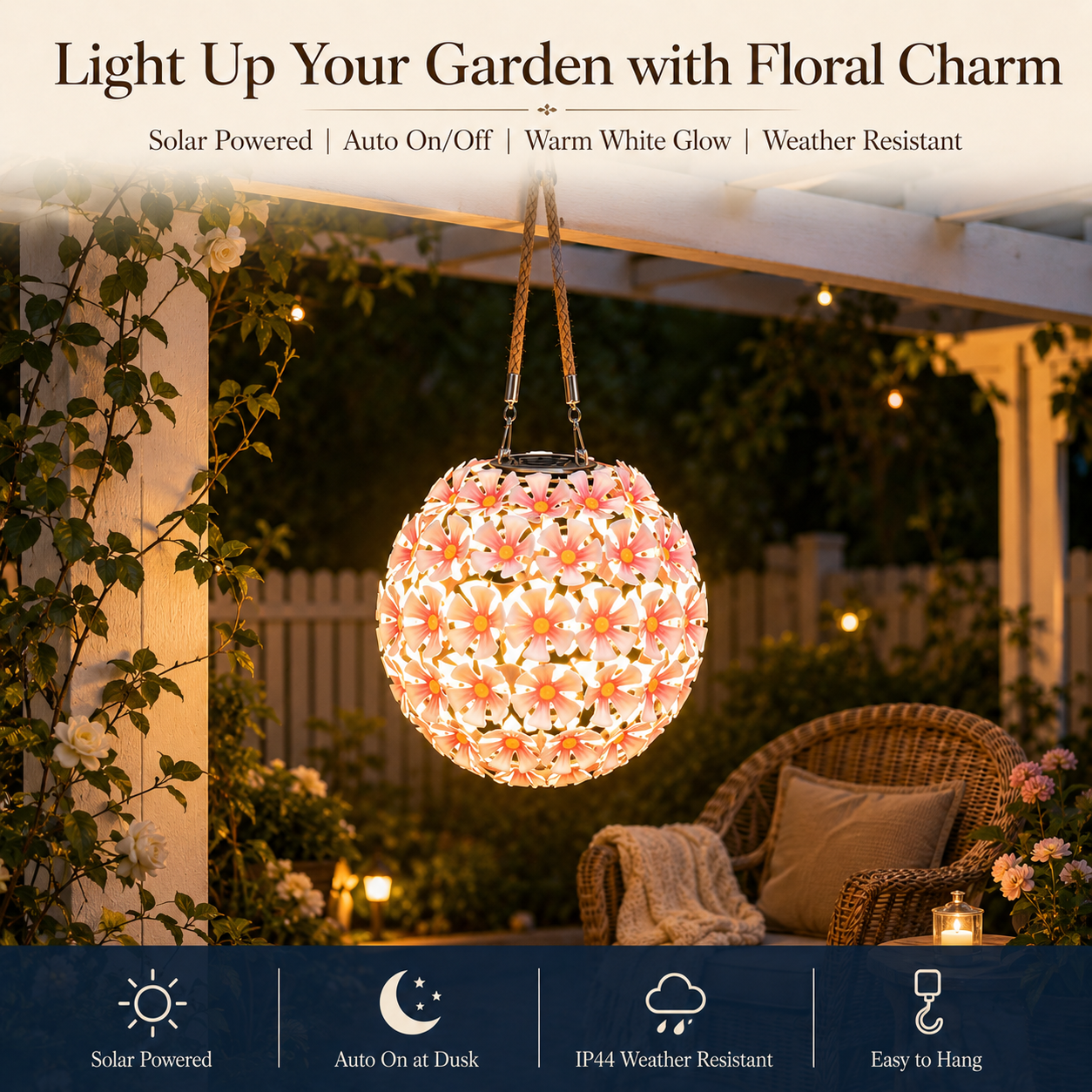 Solar Flower Hanging Lantern