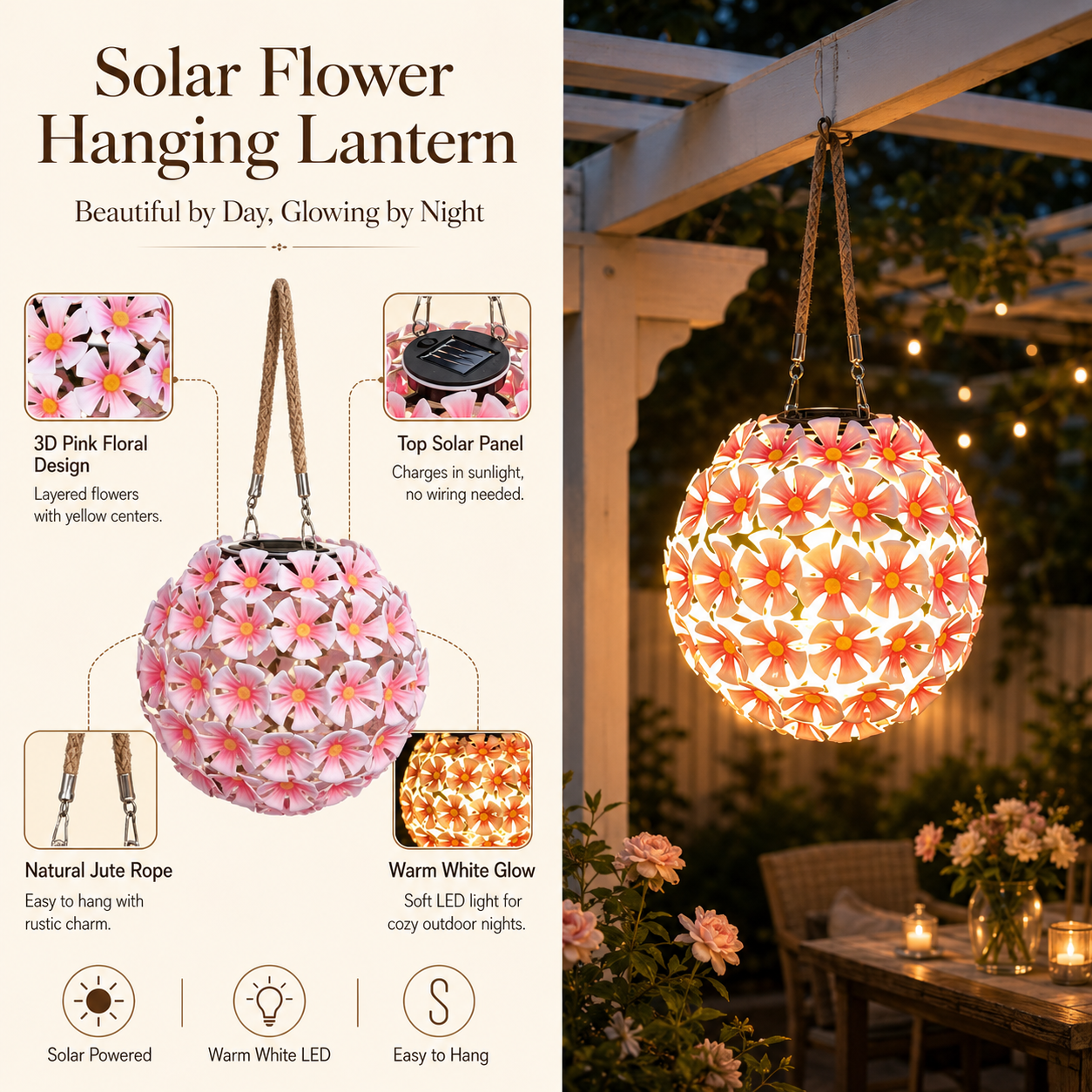 Solar Flower Hanging Lantern