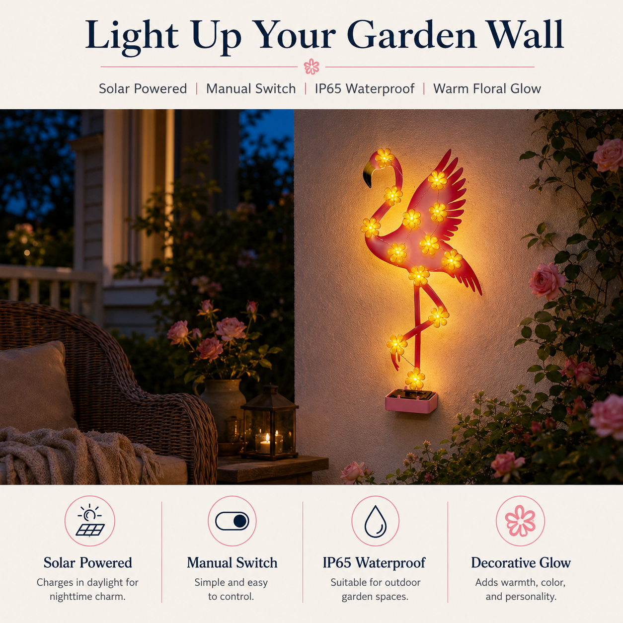 Solar Flamingo Garden Light