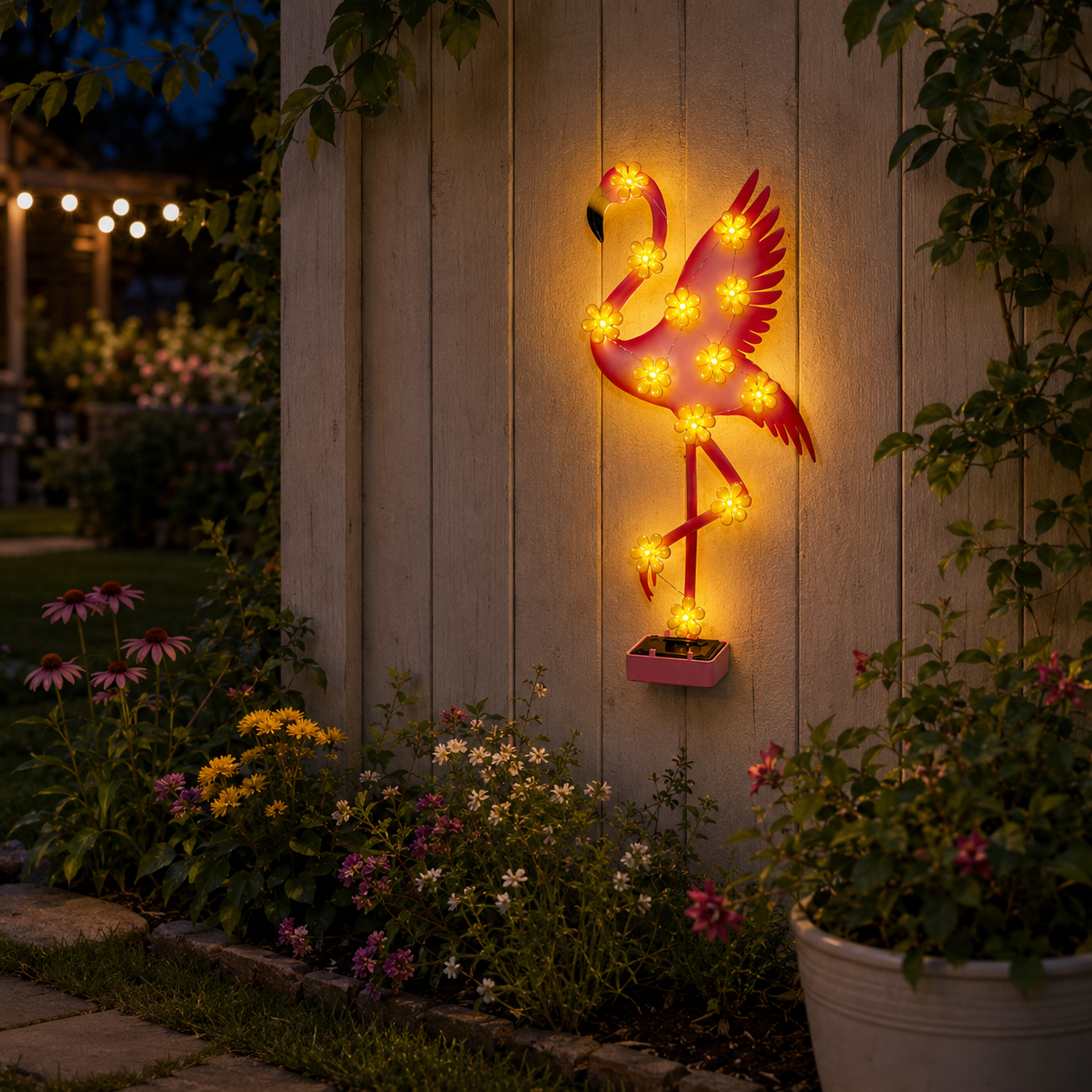 Solar Flamingo Garden Light
