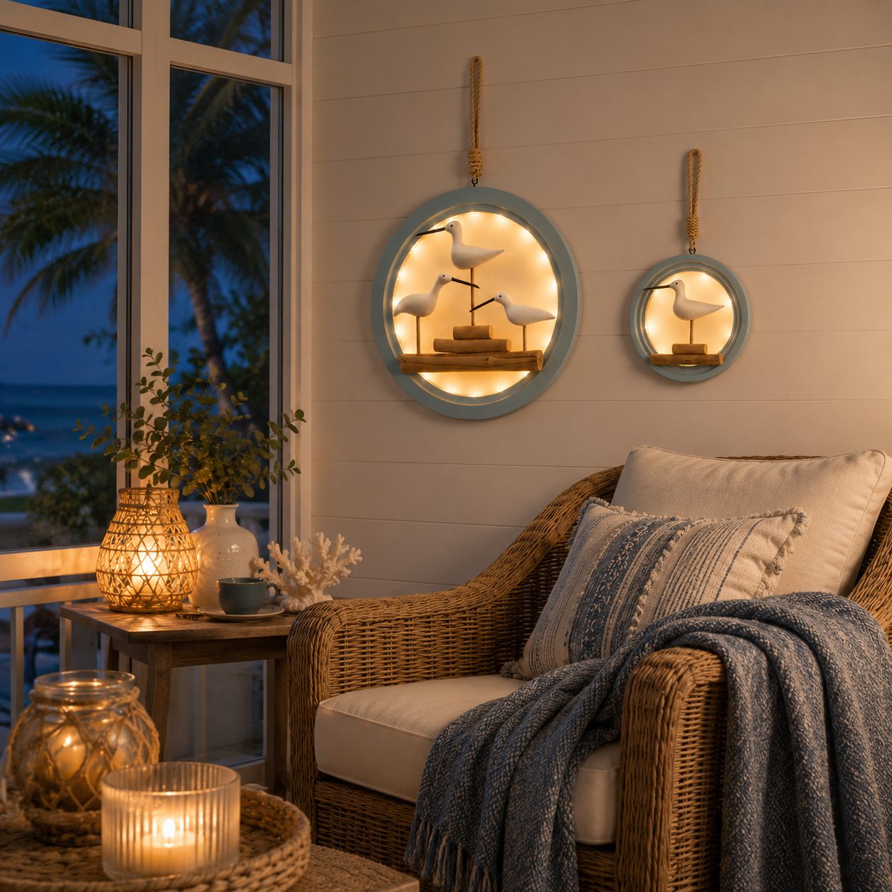 Lighted Seabird Wall Decor